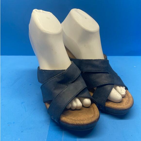 Women's Sonoma Sandal Sneeva Taupe Blue Suede Band Heel Open Toe Size 6 - Picture 1 of 7